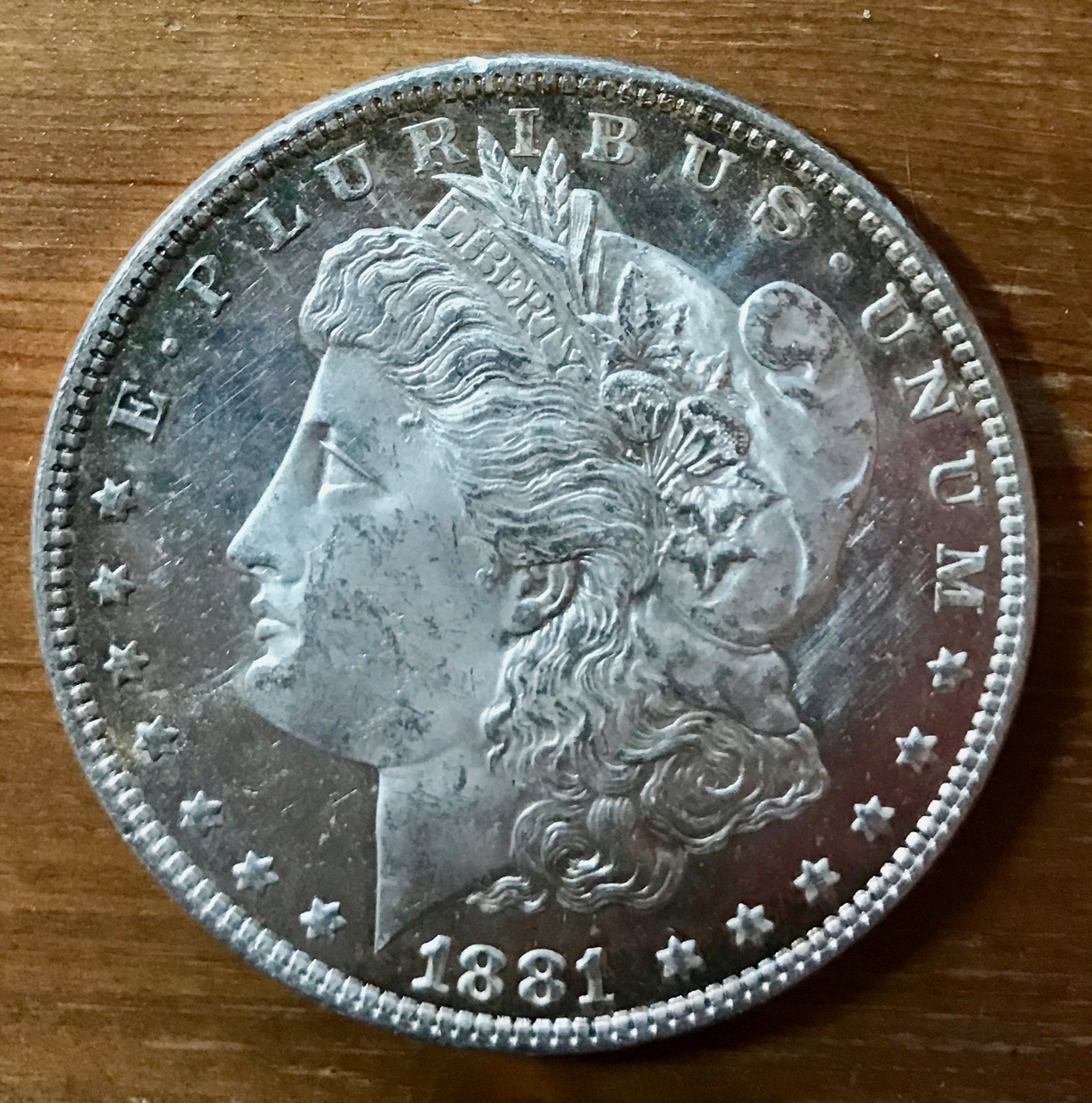 1881 Morgan with rim damage - too significant for PCGS grading