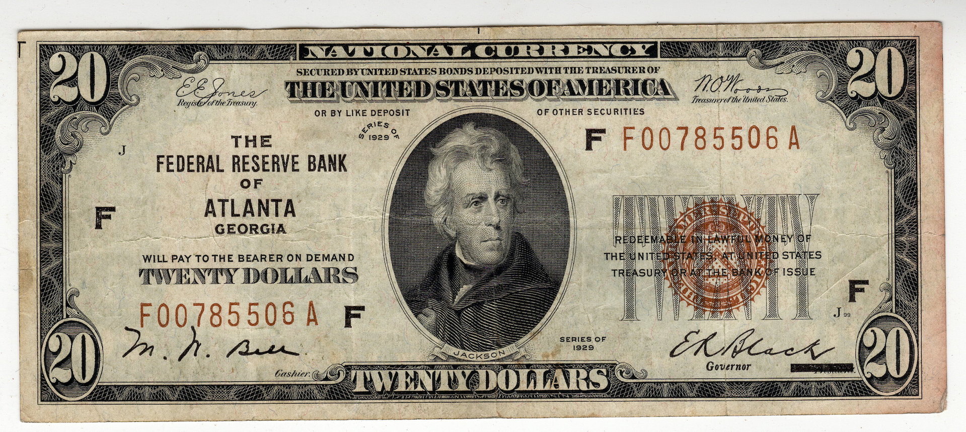 1929 20 Dollar NC Note F00785506A - Obverse.JPG